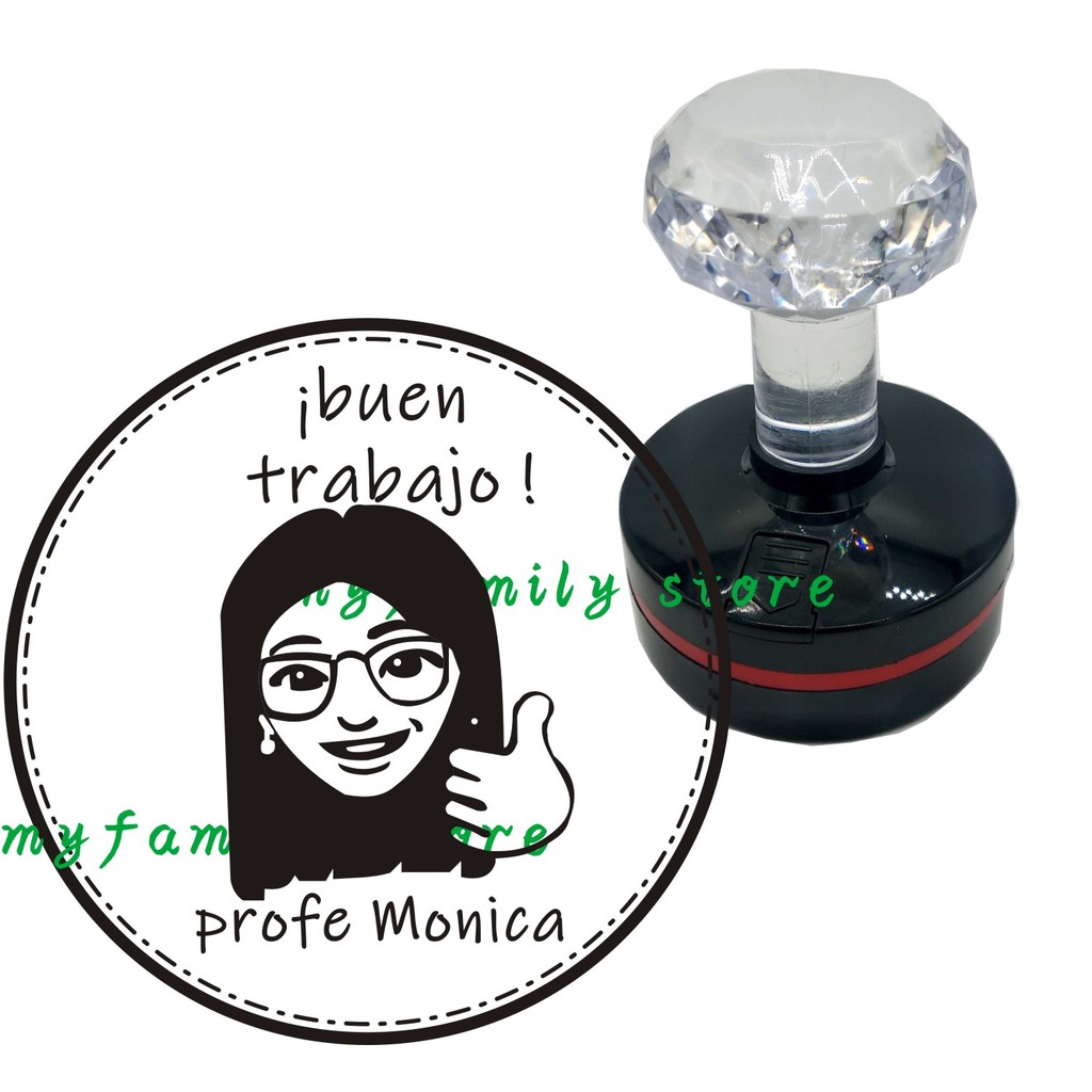 

Q07/Buen trabajo Teacher Stamp personalized custom name stamp self inking for Teacher gift school assessment 40mm