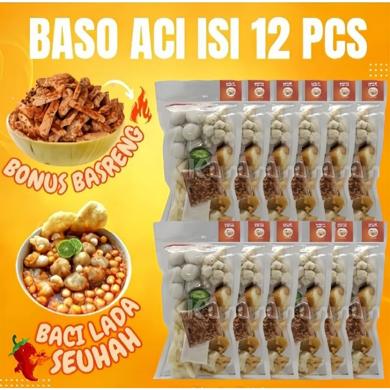 

Baso Aci paket 12 pcs murah / Baso aci bonus basreng / Bakso aci 12 pcs murah