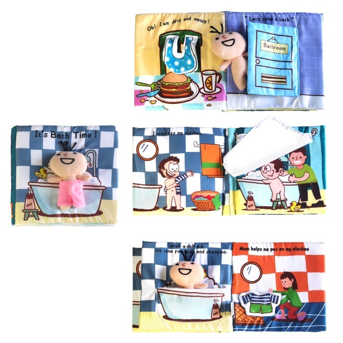 Soft Book Bayi Newborn Bath Potty Training, Mandi Buku Kain - Potty Time