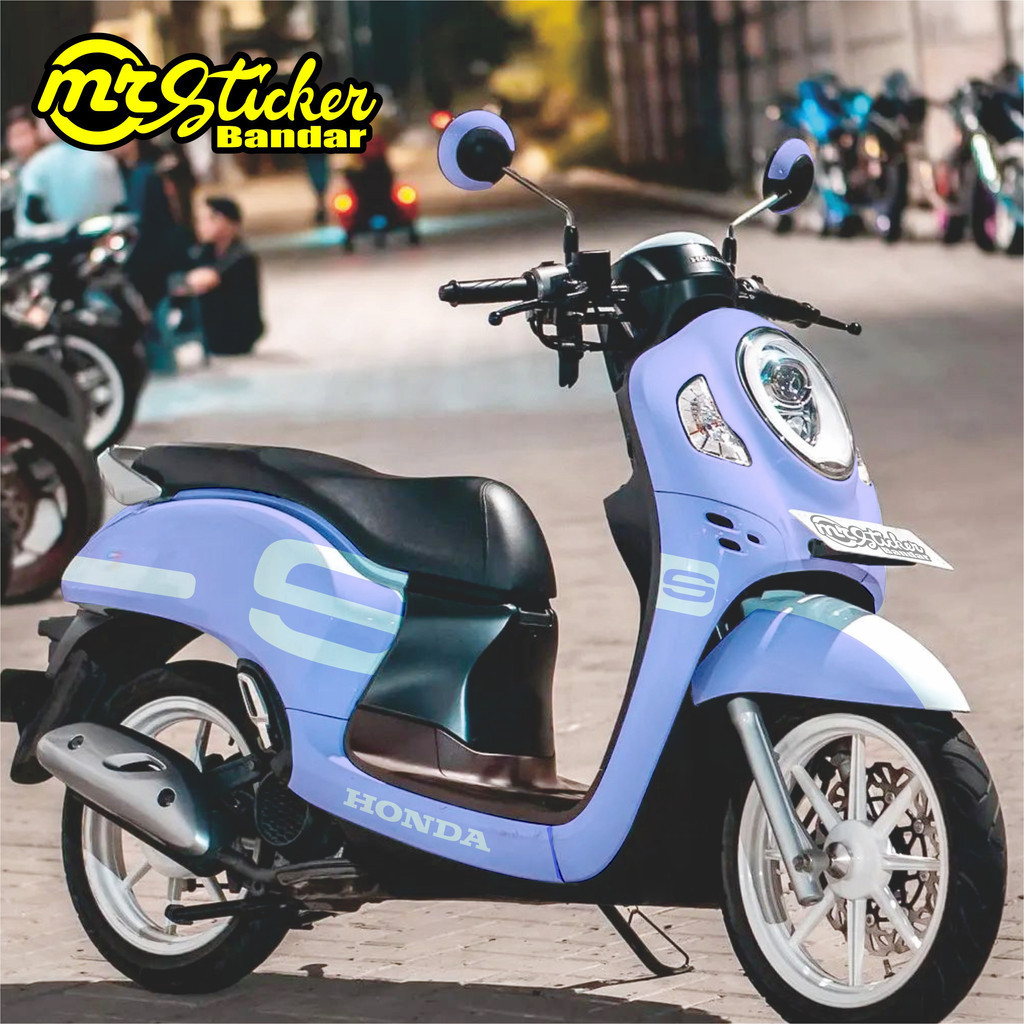 Decal Scoopy full body Dekal Sticker Scoopy Karbu New Fi Baru PRESTIGE Simple Biru Muda biru pastel 