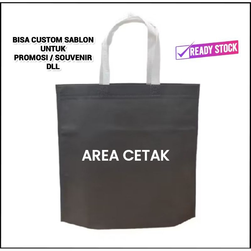 

Goodie Bag 33x35 Lipat Bawah 8cm Tas Kain Spunbond 75 gr Suvenir Pesta - Abu T Putih FREE SABLON
