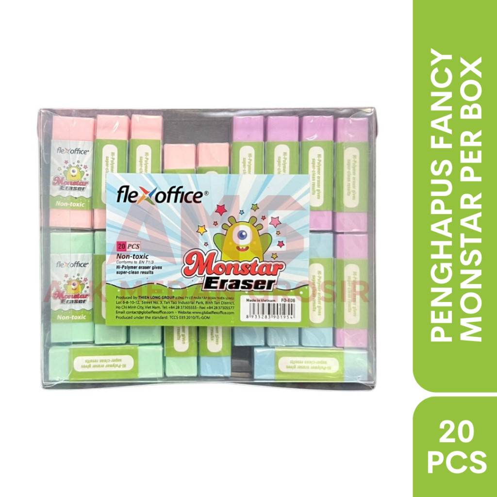

PENGHAPUS FLEXOFFICE MONSTAR FANCY BESAR WARNA WARNI ISI 20PCS PER BOX