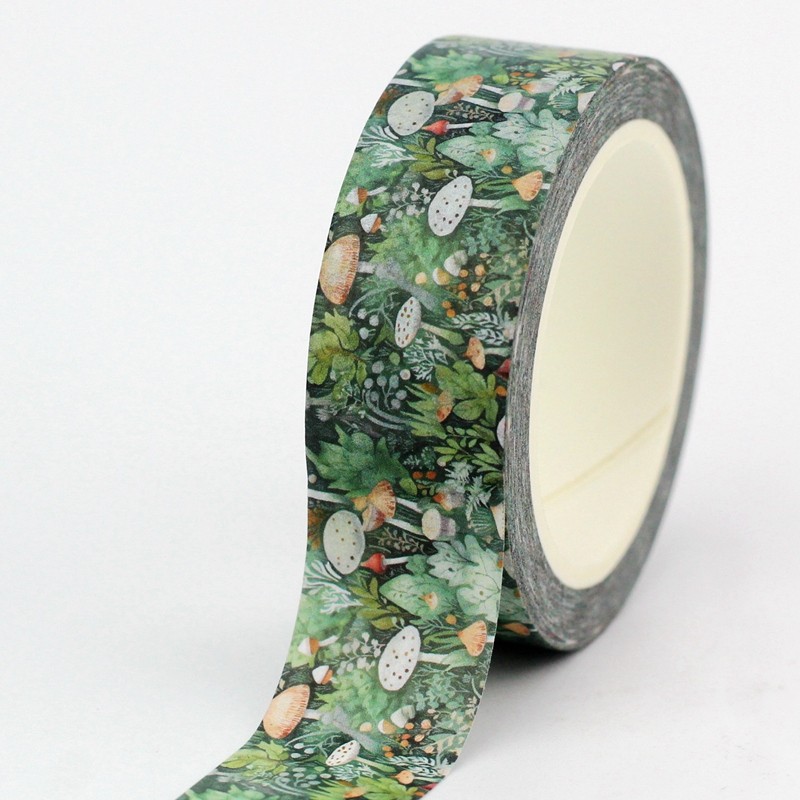 

NEW 1PC 10M Decor Forest Leaves Mushrooms and Ferns Washi Tape for Scrapbooking Journaling Masking Tape Cute Stationery