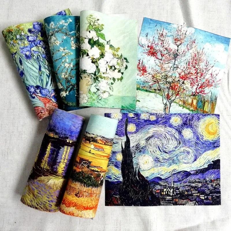 

Oil Painting Patchwork Hand Dyed Fabric Van Gogh Positioning Canvas Decoration DIY Handmade Accessories Cloth Cartoon Pieces