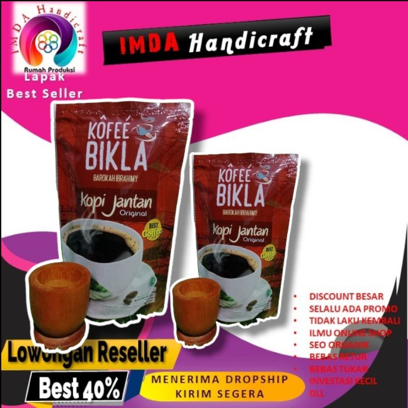 

IMDA HANDICRAFT PAKET GELAS SECANG KOPI BIKLA JANTAN Kopi Berkhasiat 125 gr