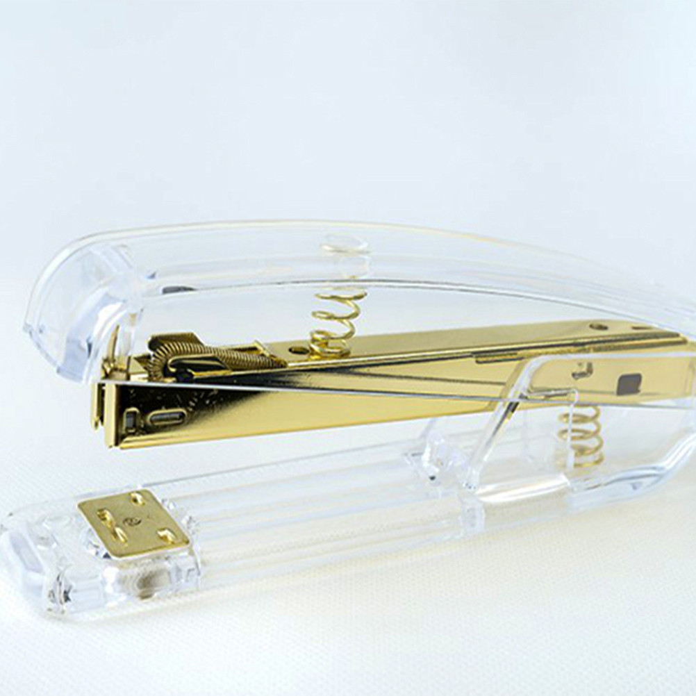 

Desktop Stapler Stationery Accessories Gift Transparent Acrylic Standard Stapler Stapler For Home School Office Stapler Gold