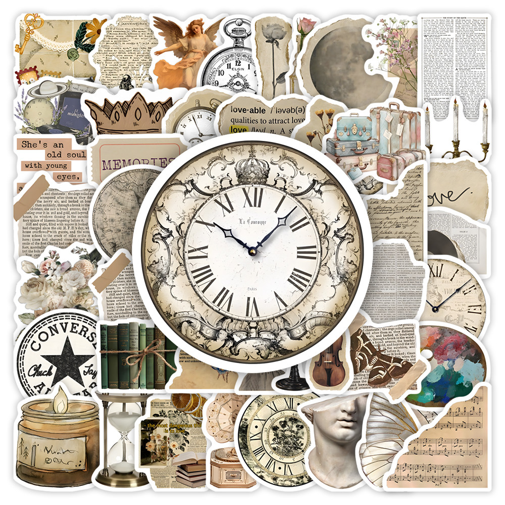 

Vintage Elements Stickers Kids DIY Toys Gift Decorative Decal for Scrapbook Journal Phone Notebook Luggage Bottles Waterproof