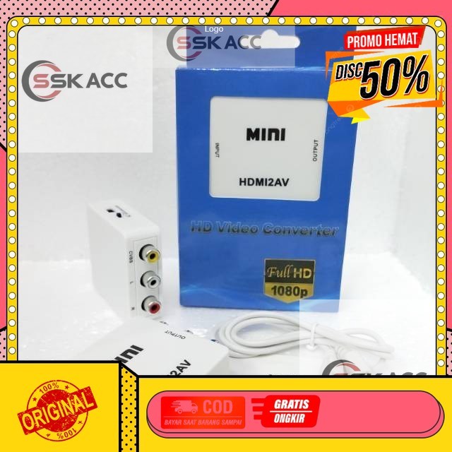 ( CalvinComp )  HDMI to AV Converter / RCA Mini Box/Adapter Box / HDMI2AV GROSIR-KOMPUTER