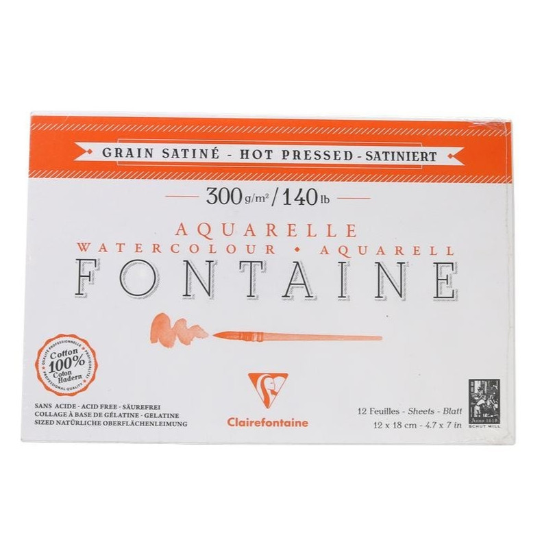

Gramedia Surabaya - WATERCOLOR PAD CLAIREFONTAINE FONTAIN - HOT PRESSED 300GSM 12S 12X18 96348C