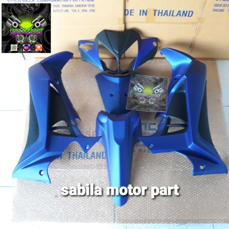 Full Set Cover Body Sayap Depan Honda Supra X 125 R Batman Warna Hitam Doft Dan Marun Doft Biru Doft