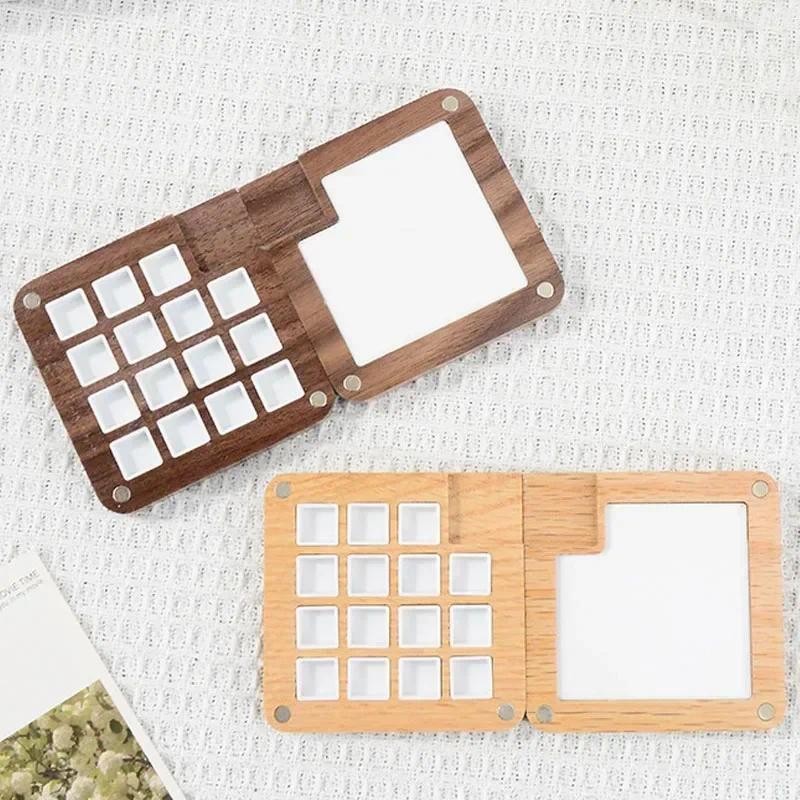 

Empty Wooden Watercolor Palette Portable Mini Travel Watercolor Acrylic Paint Box Square Tray Box Art Painting Supplies