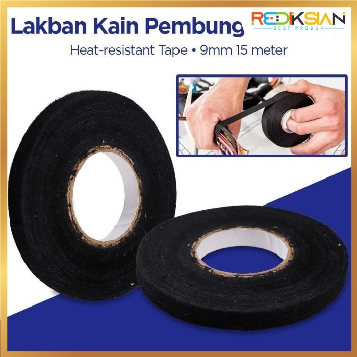 

Lakban Kain Pembungkus Kabel Tape Heat-resistant 15M 9mm
