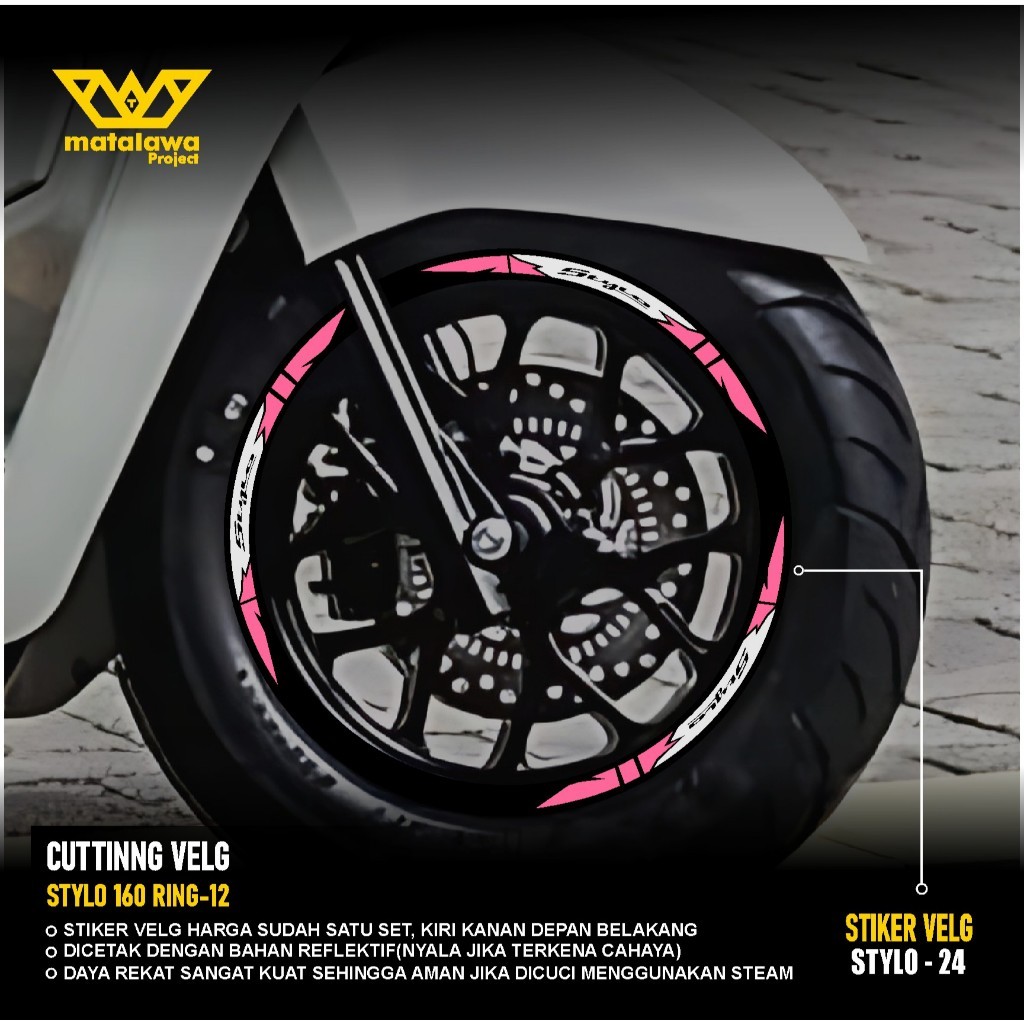 CUTTING STICKER VELG STYLO 160 RING 12 STIKER LIS LIST VARIASI BAN VELG MOTOR HONDA STYLO  24