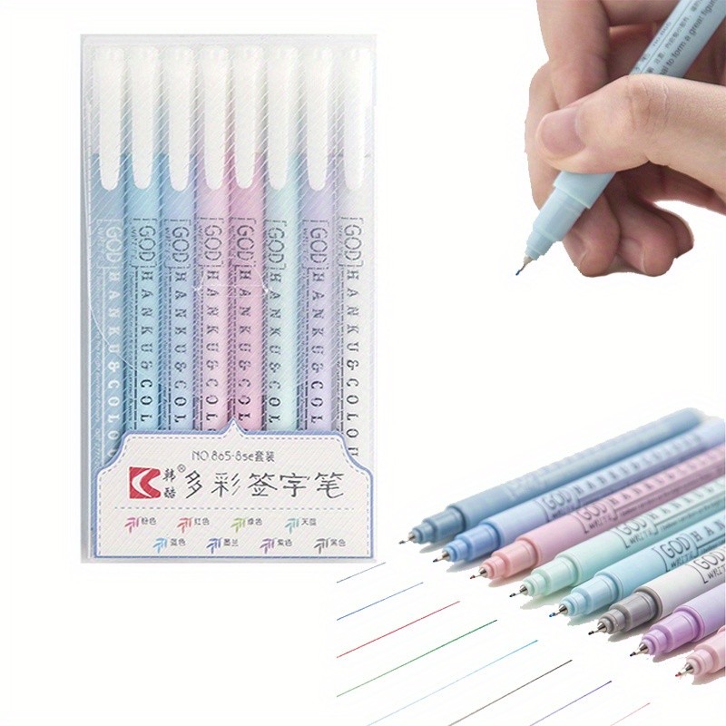 

8Colors 0.38mm Extra Fine Point Colored Pens Signature Pen Journal Planner Fineliner Gel Pen for Journaling Note Taking Writing
