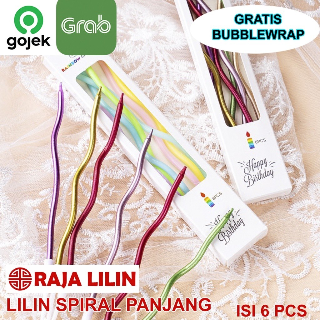 Lilin Spiral Panjang Lilin Ulang Tahun Lilin Wavy Premium Lilin Ulang Tahun KOREA