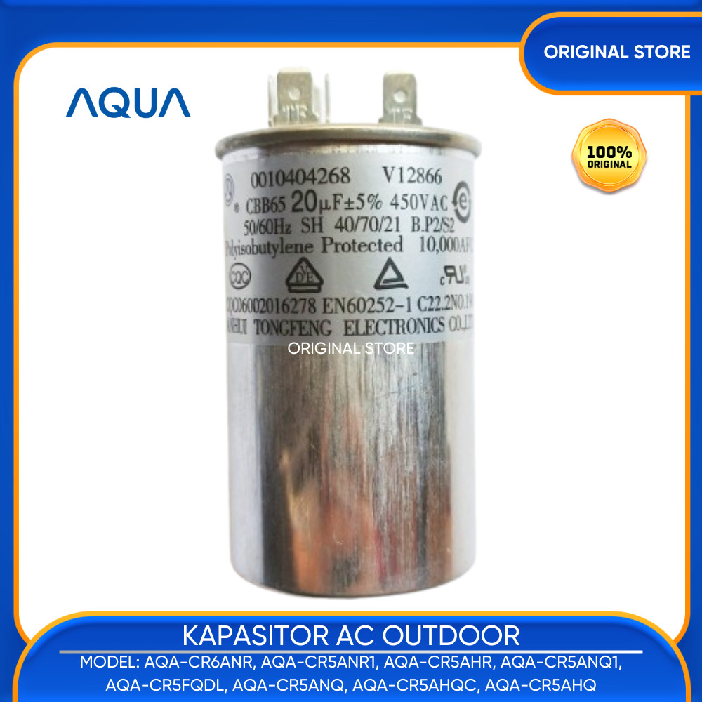 Original AQUA Capasitor Ac Outdoor 1/2 Pk AQUA 20/5 UF 450 VAC AQA CR6ANR AQA CR5ANR1 AQA CR5AHR AQA