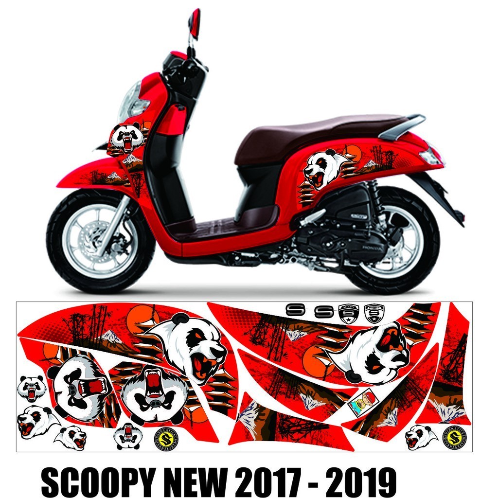 SCOOPY MOTIF NEW 2017-2019 VARIASI MOTIP KARAKTER STRIPING SCOOPY NEW MERAH