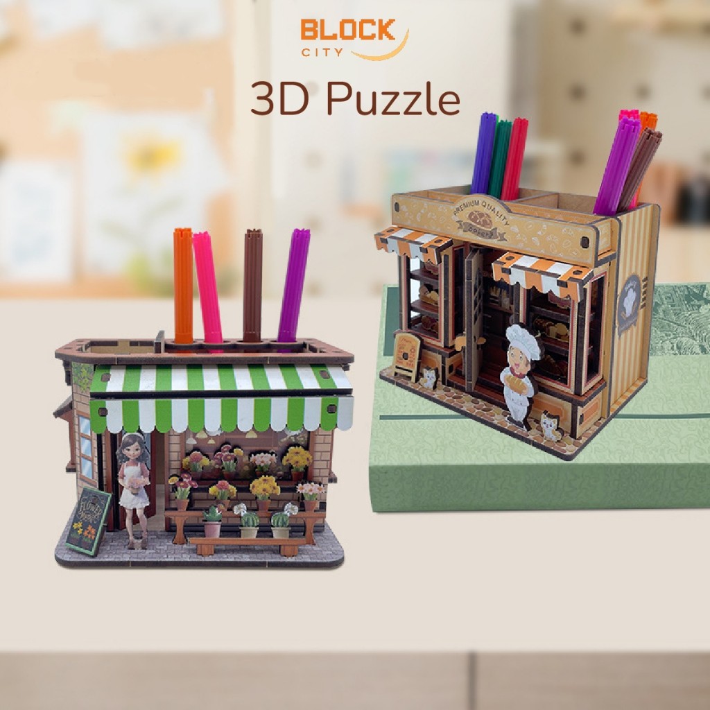 

ZARISHOP.ID Block City-Puzzle 3D DIY pen Holder Tempat Pencil