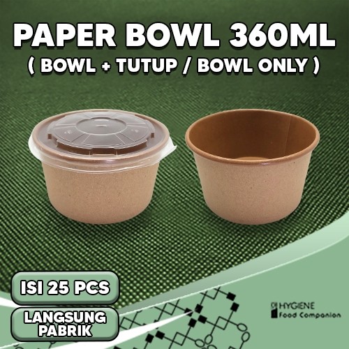 Caztore Paper Bowl/ Mangkok Kertas Kraft/ Mangkok Kertas Tahan Panas 360ml