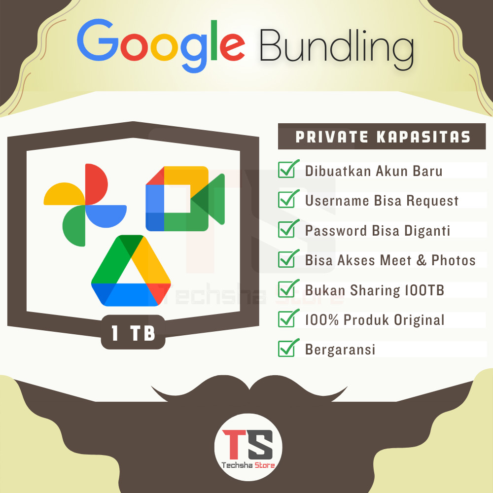 Google Drive 1TB PRIVATE Bonus Google Photos + Google Meet Unlimited Lifetime Bergaransi
