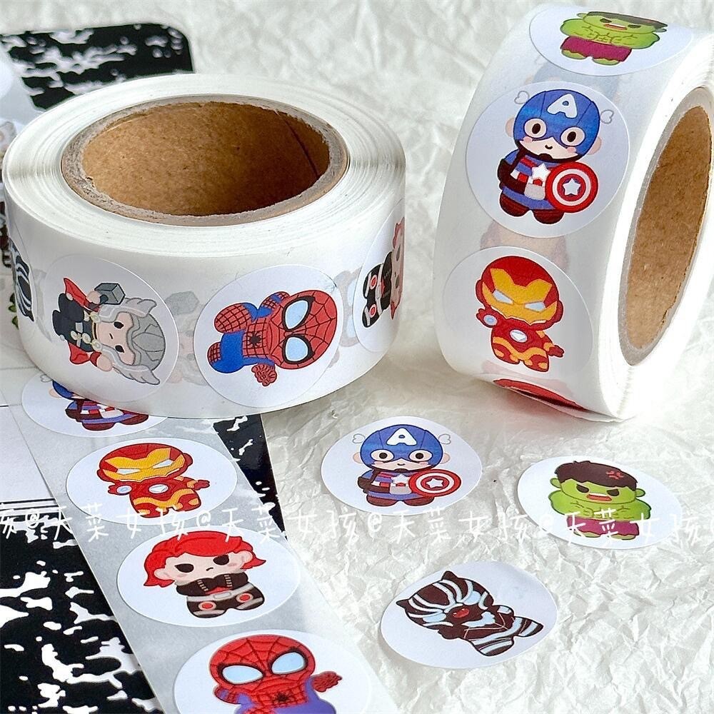 

New 500PCS Avengers Roll Sticker MV Decorative Seal Sticker Circular Alliance Hulk Steel Iron Man Sticker Kids Gift Kawaii