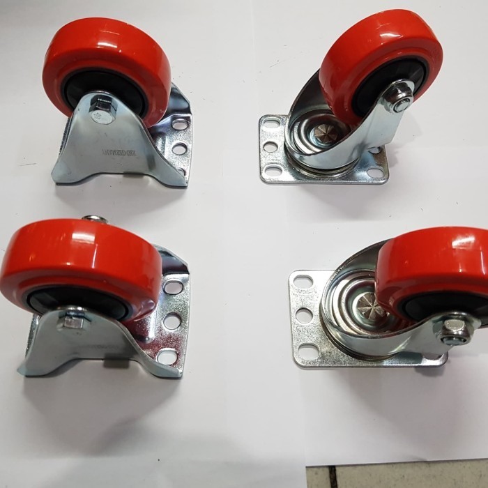 Roda Troli Pu Rhj Tw Caster Germany 3 inch hidup/mati