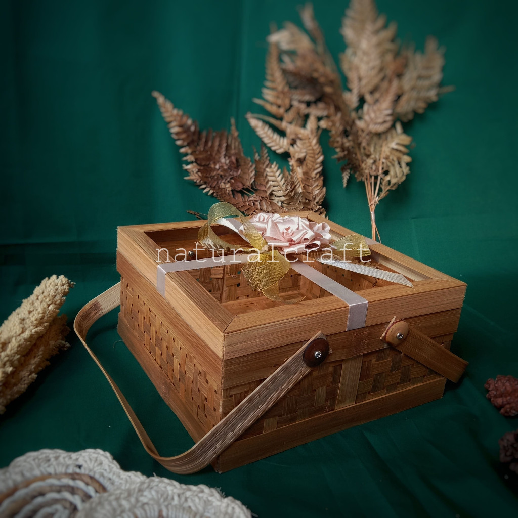 

( R25 ) (B175) Rantang Asap Transparan Pita Mawar Griter 25cm, 30cm Exclusive l Wadah Hampers l Parcel l Hadiah l Hantaran l Seserahanl Nikahan l Syukuran l Naturalcraft