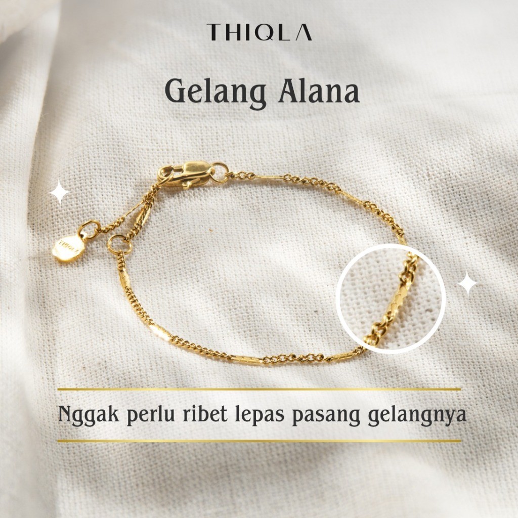 THIQLA - Gelang Tangan Wanita ALANA - Gelang Kecil Tipis Mirip Gelang Emas Asli - Gelang Cewek Estet