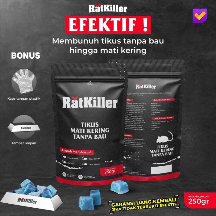 RatKiller Racun Pembasmi Tikus Mati Kering Tanpa bau 250 Gram