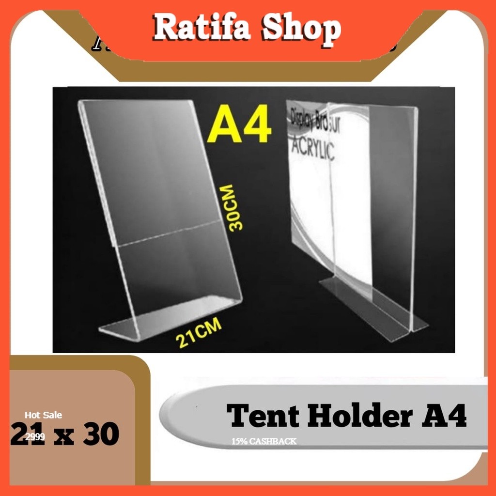 

Tempat brosur Akrilik A4/ Tent card Akrilik / Tent holder Akrilik /Akrilik QRist barcode / Stand Akrilik