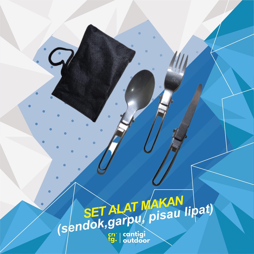 

[CoD] Sendok set lipat Picnic Equipment Sendok Garpu Pisau Lipat Portabel Stainless Steel / Sendok Lipat Outdoor Set Alat Makan Outdoor XX!