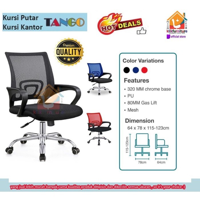 Kursi Kantor/Kursi Staff/Kursi Kerja/Kursi Jaring/Kursi Gaming RIS 628 - Merah