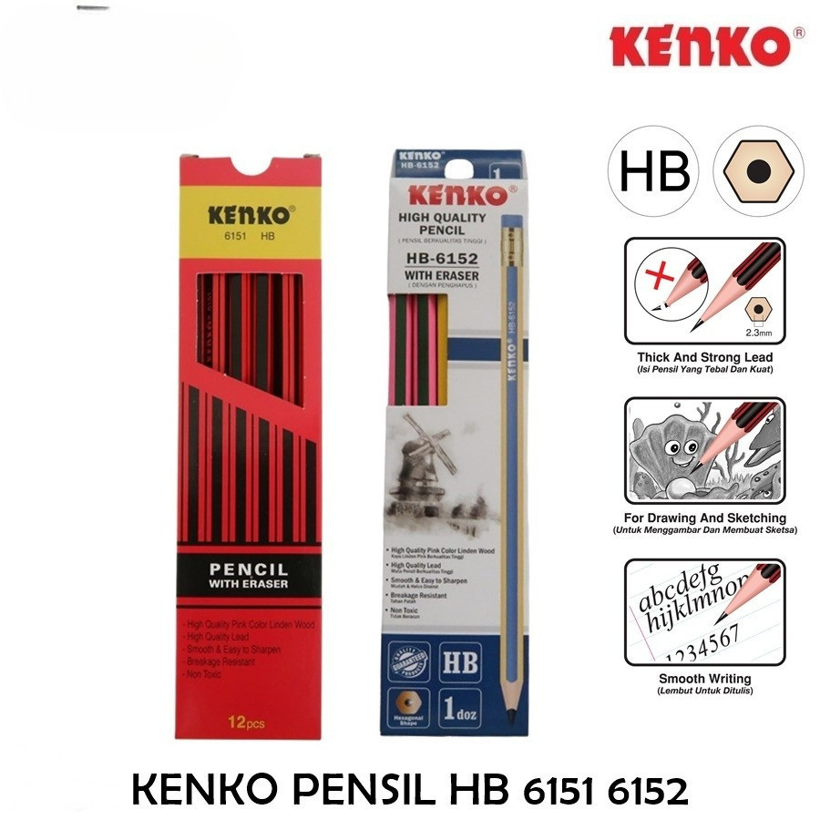 

KKL [BOX/12PCS] KENKO PENCIL HB-6151 HB-6152