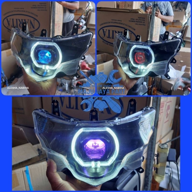 Reflektor Lampu Depan Mio Soul Gt 125 Blue Core Full Set Biled Matrix X1 Super Terang
