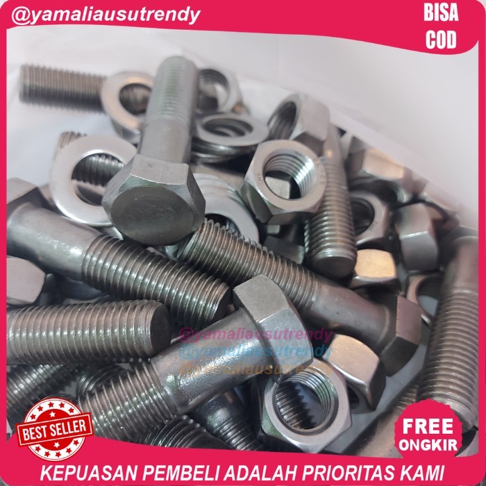 Baut 16 x 65 mm SS M16 + mur + plat per set