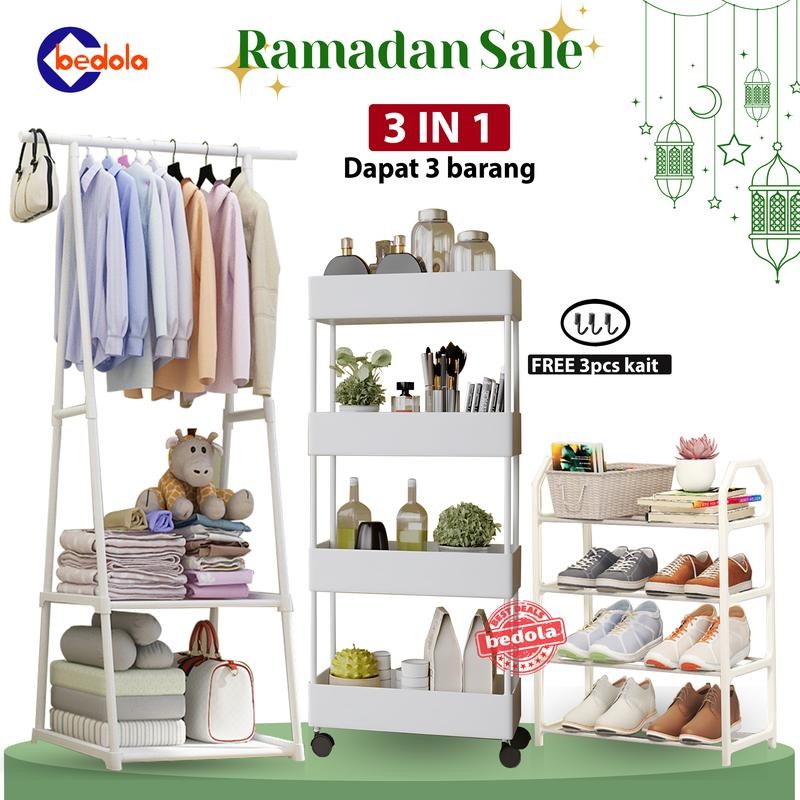 

Bedola combo 3 in 1 (COD) rak baju triangle +square rak susun serbaguna 4 layer + rak sepatu 4 layer