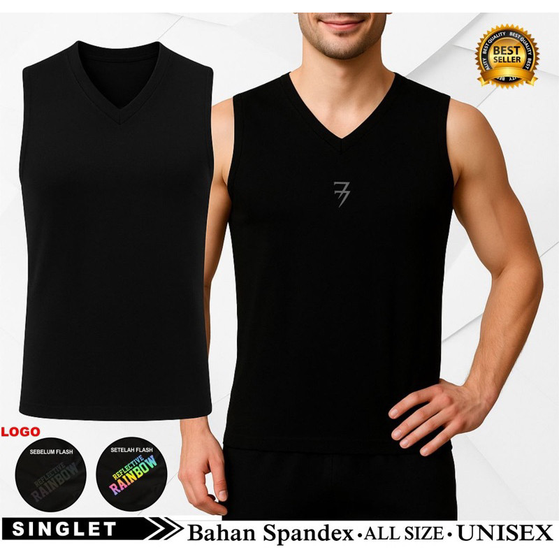 Kaos Singlet GYM RUNNING SPANDEX Baju Voli Badminton voli futsal sepak bola running lari gym renang 