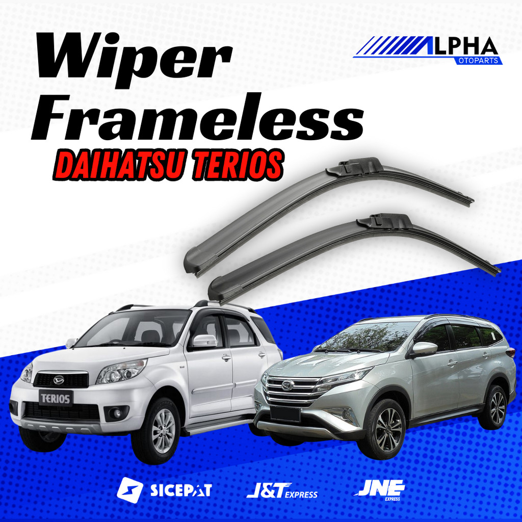 Wiper Kaca Mobil Depan Daihatsu Terios / All New Terios Sepasang 2 Pcs Tanpa Rangka Besi Sapuan Kaca