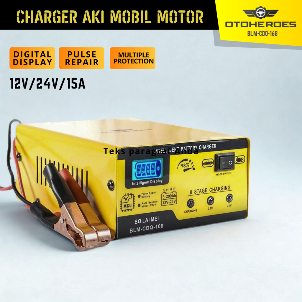 OTOHEROES BO LAI MEI Charger Aki Mobil Battery Charger 12V/24V 15A