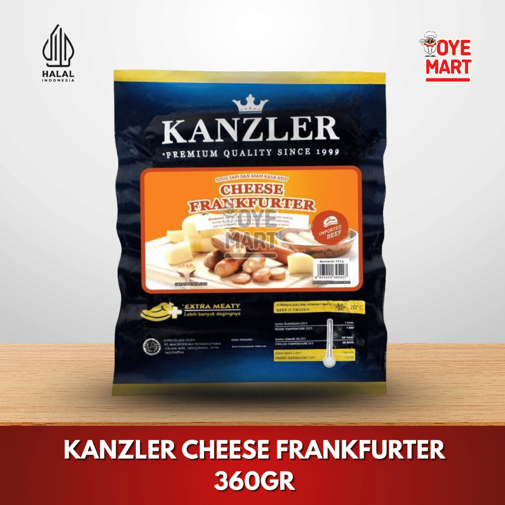 

KANZLER CHEESE FRANKFURTER 360GR/SOSIS SAPI DAN AYAM RASA KEJU HARGA PROMO