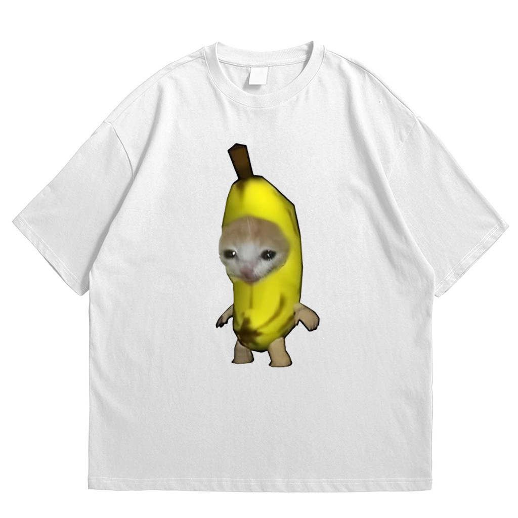 Kaos Meme Kucing Banana - Unisex Pria Wanita