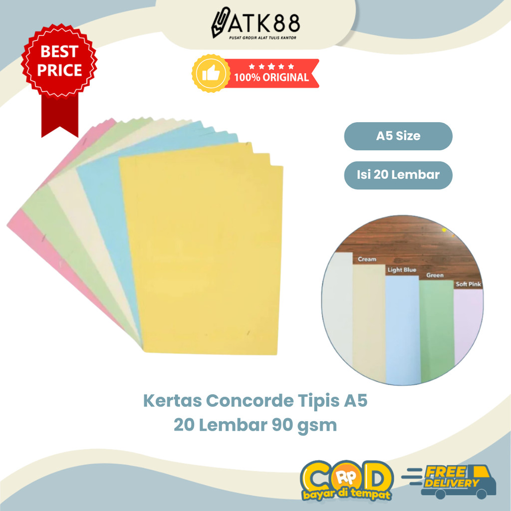 

[ATK88] Kertas concorde tebal 90 gr ukuran A5 / 20 lembar