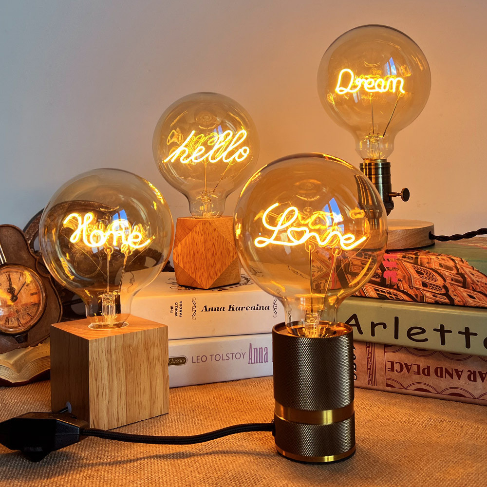 Edison Bulb Letter Light G125 220V Dimmable Lamps Warm Yellow 2200K Table Light Bulb LED Filament Li