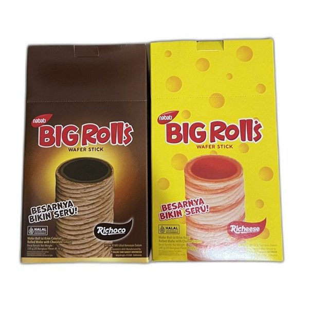 

NABATI BIG ROLLS ROLL DUS 20 X 12 GR COKLAT KRIM KEJU 1000 GROSIR ENAK SNACK CEMILAN ANAK MAKANAN RINGAN BISKUIT KUE 12gr ISI 20 pcs CHEESE CHOCOLATE RICHEESE DM