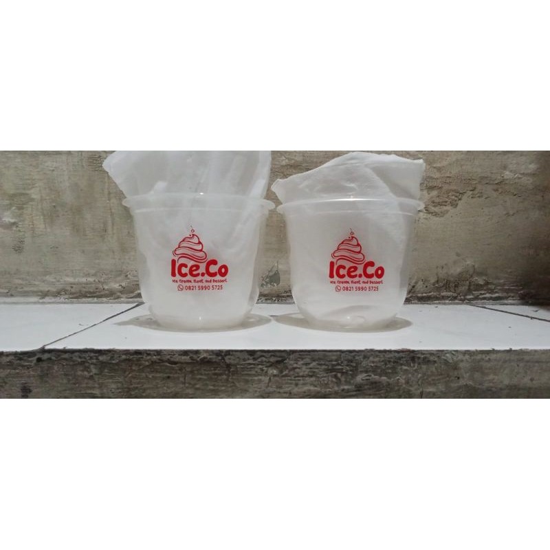 Sablon Cup Plastik 10 Oz 7 Gram Oval  , Sablon Gelas cup 10 Oz , Cup Ice Cream Oval 1.000 pcs