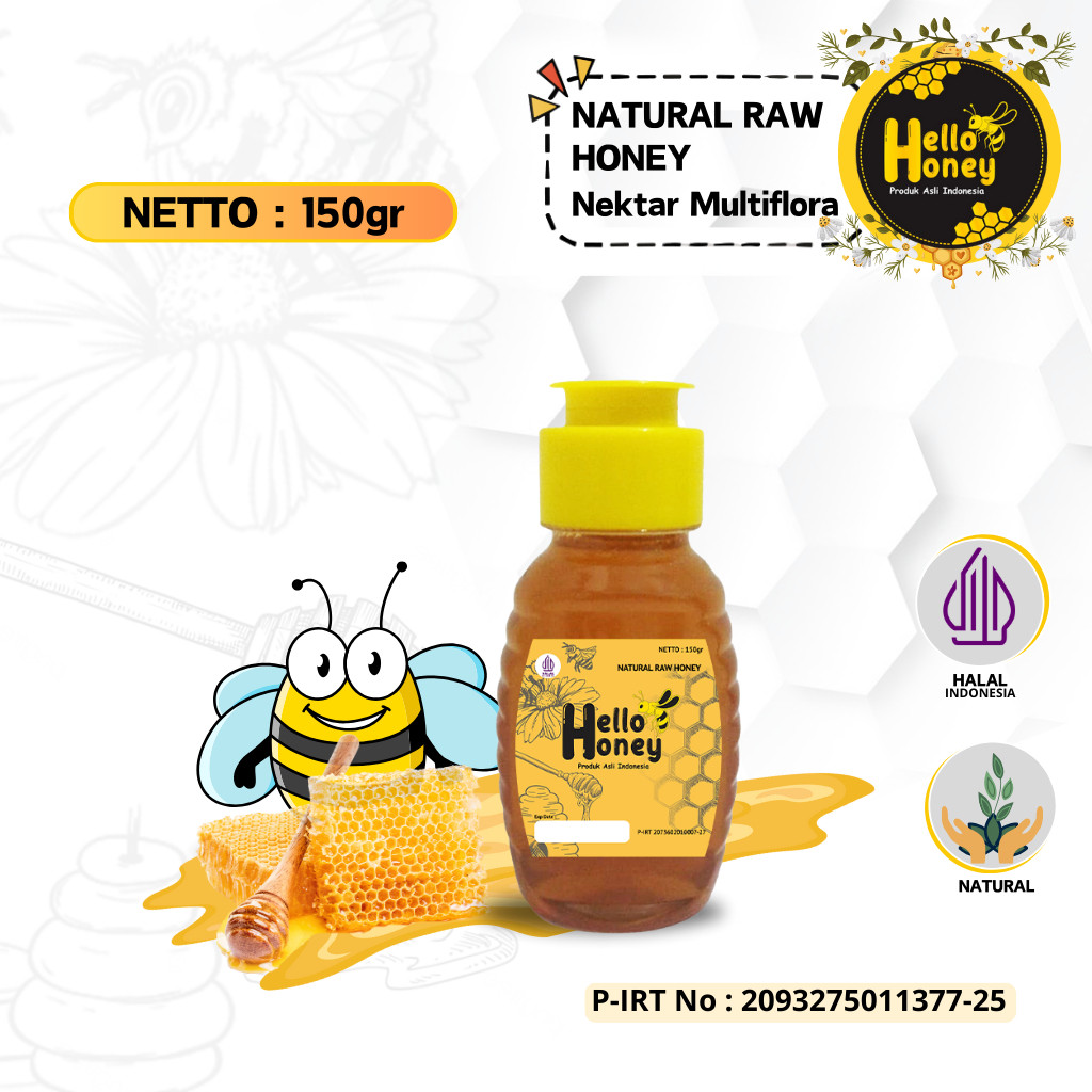 

Hello honey - Madu Asli Murni 150 Gram - Natural Raw Honey Produk Lokal