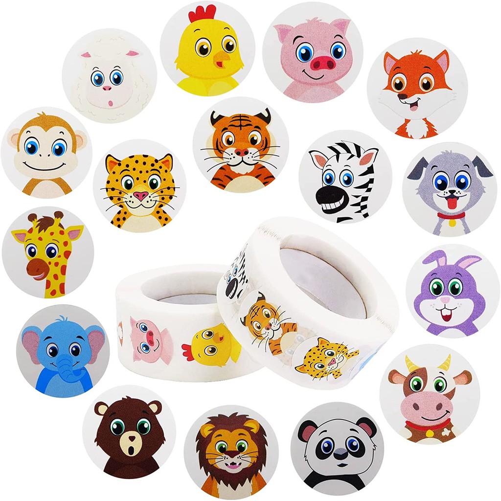

500/1000 Pcs Cartoon Zoo Farm Sea Animals Learning Education Rewards Stickers Notebook Laptop Portrait Decals Kids Stickers Toys