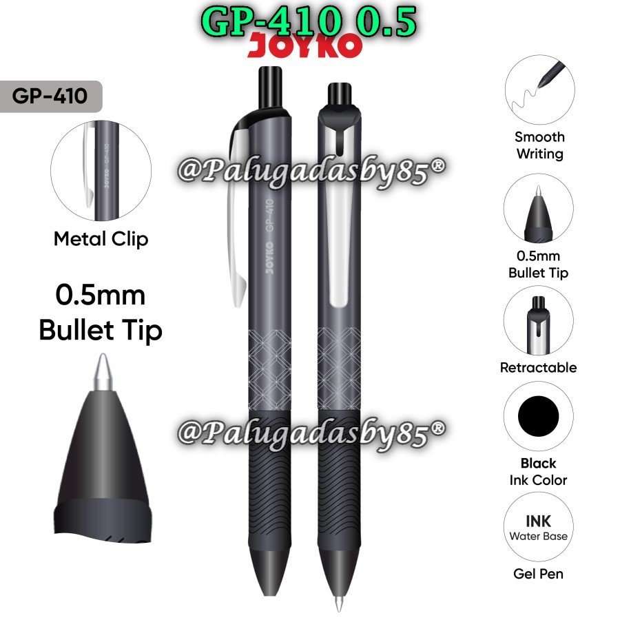 

(1 Biji) GROSIR Gelpen JOYKO GP-410 0.5 mm Hitam / Gel Pen Pulpen Pena Joyko GP-410 Black (1 Biji)