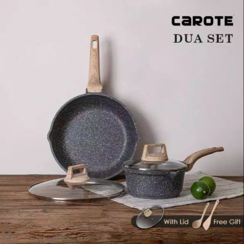 Carote Set Deep Fry Pan 28cm + Sauce Pan with Lid Free spatula