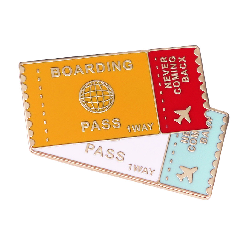 

A2600 Cartoon Air Ticket Brooch Pins Badge Enamel Pin boarding pass For Kids Explorer ticket Jewelry Accessory Gift